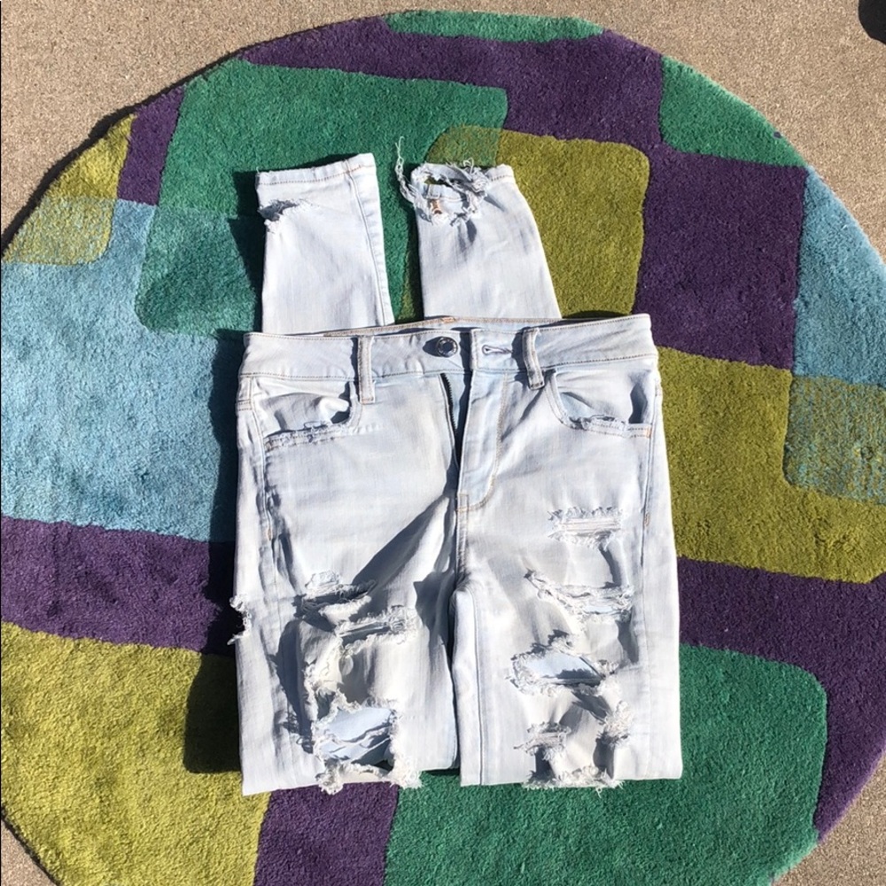 american eagle super stretchy ripped skinny jeans